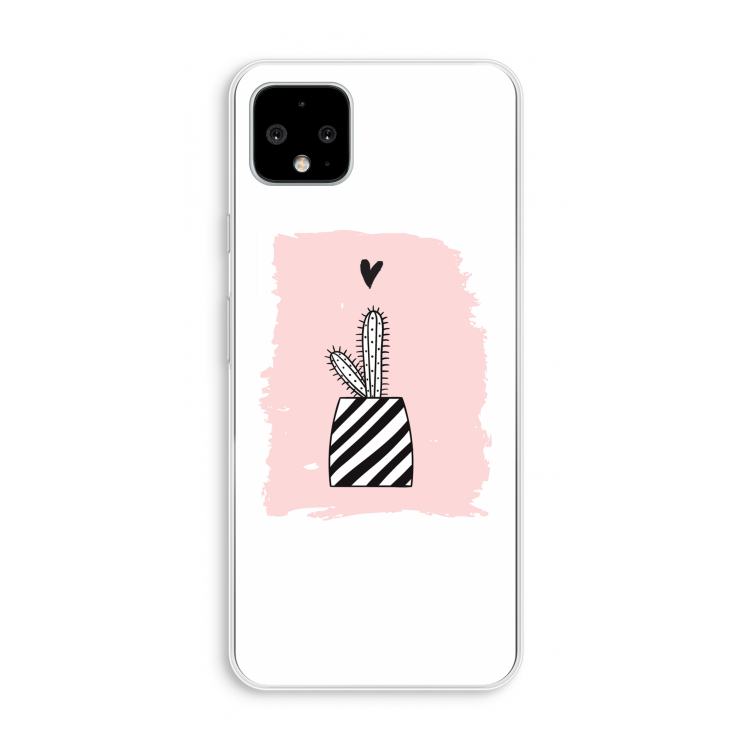 Zwart-wit cactus: Pixel 4 XL Transparant Hoesje