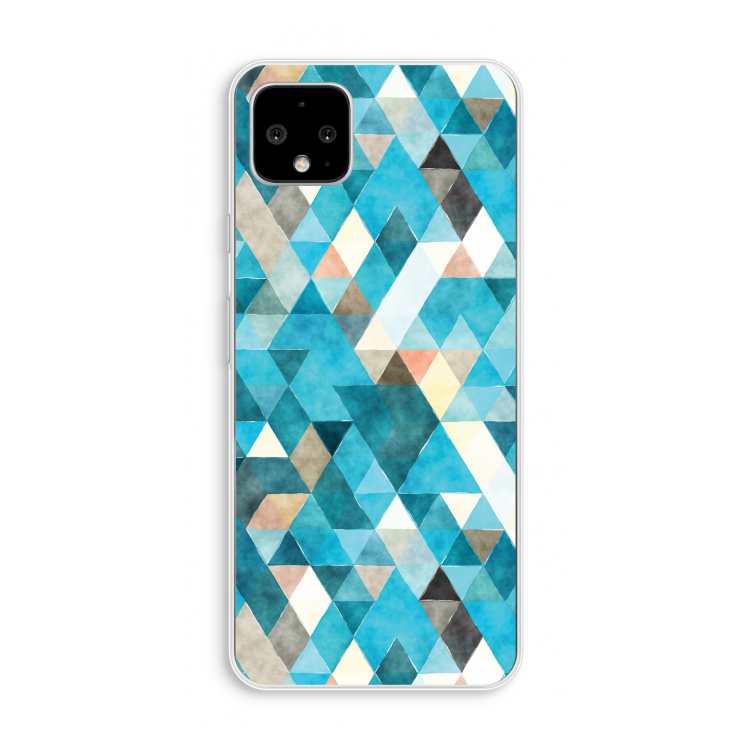Gekleurde driehoekjes blauw: Pixel 4 XL Transparant Hoesje