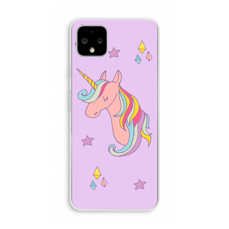 Roze eenhoorn: Pixel 4 XL Transparant Hoesje