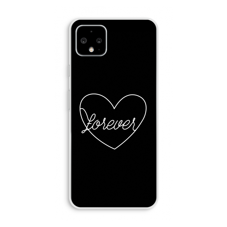 Forever heart black: Pixel 4 XL Transparant Hoesje