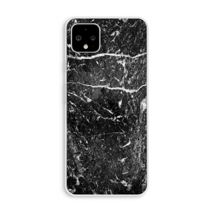 Zwart marmer: Pixel 4 XL Transparant Hoesje