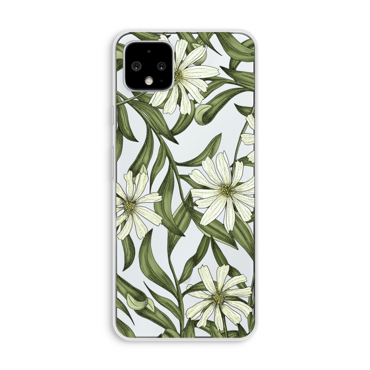 Wit bloemenpatroon: Pixel 4 XL Transparant Hoesje