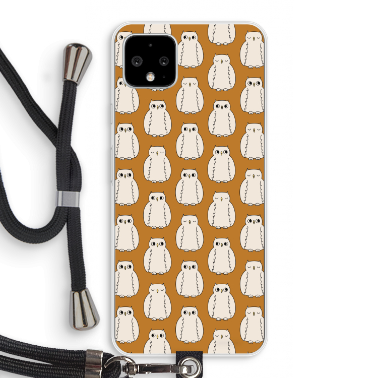 Uilen: Pixel 4 XL Transparant Hoesje met koord