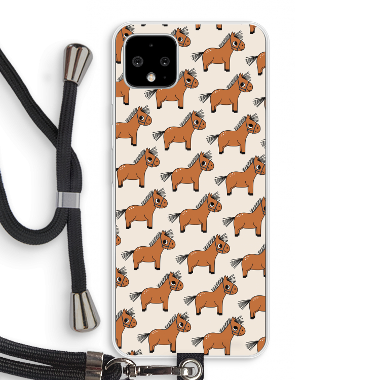Pony: Pixel 4 XL Transparant Hoesje met koord
