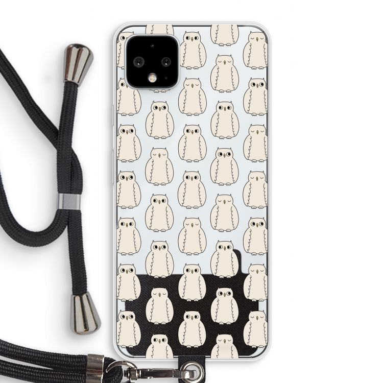 Uilen: Pixel 4 XL Transparant Hoesje met koord
