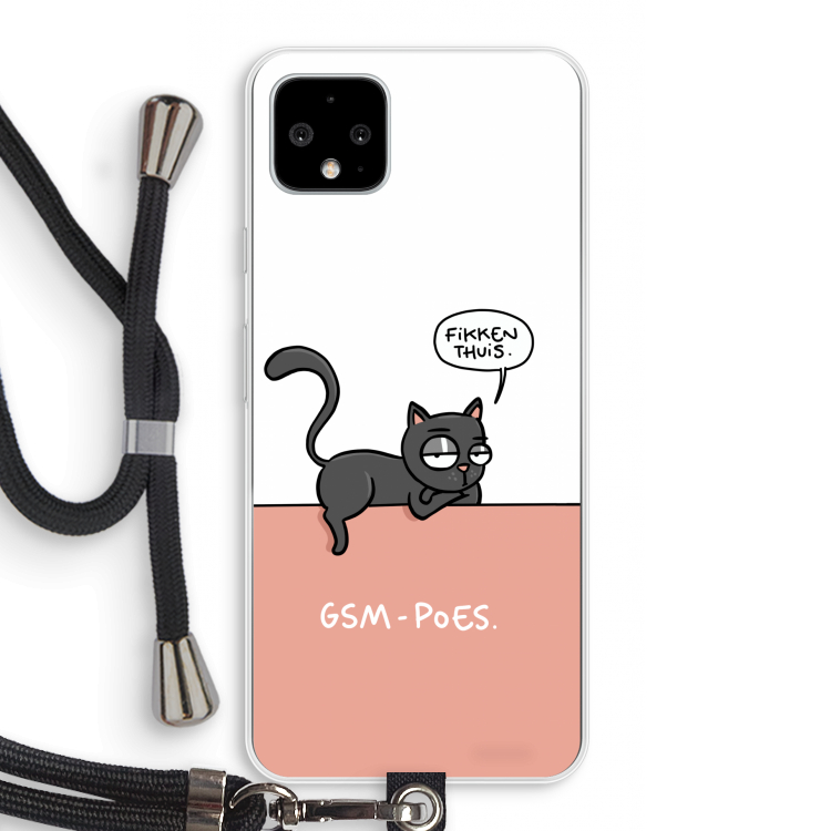 GSM poes: Pixel 4 XL Transparant Hoesje met koord