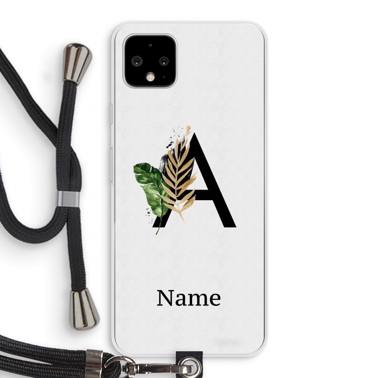 Charcoal Flora: Pixel 4 XL Transparant Hoesje met koord