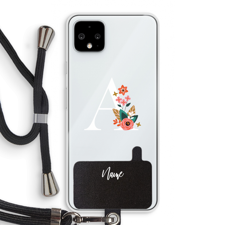 Pink Bouquet: Pixel 4 XL Transparant Hoesje met koord