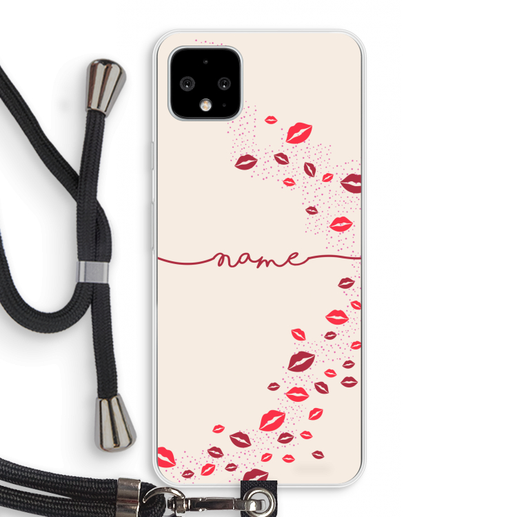 Kusjes: Pixel 4 XL Transparant Hoesje met koord