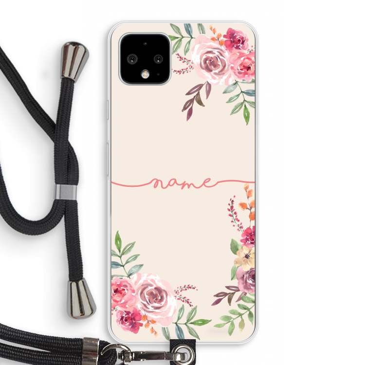 Rozen: Pixel 4 XL Transparant Hoesje met koord