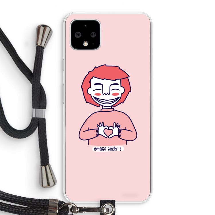 Hartje: Pixel 4 XL Transparant Hoesje met koord