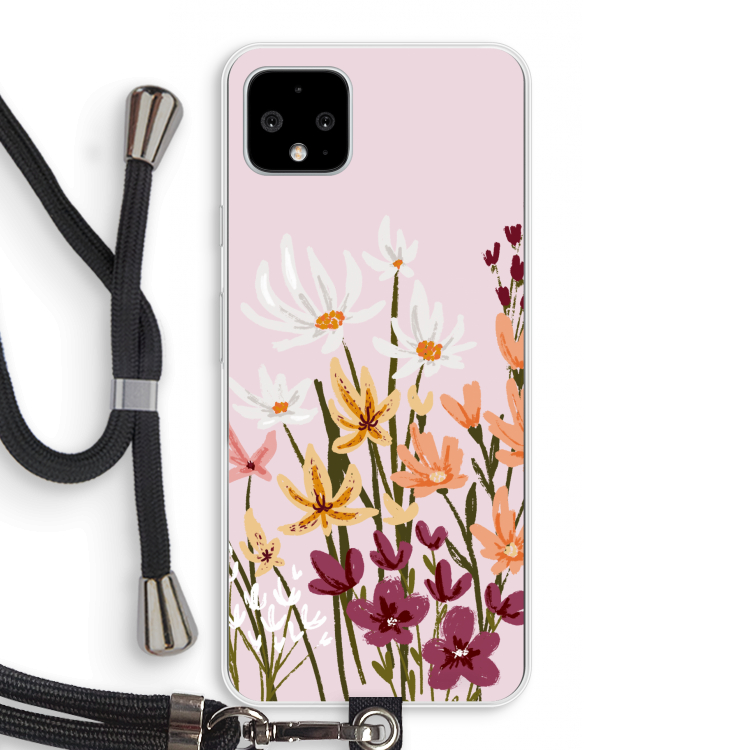 Painted wildflowers: Pixel 4 XL Transparant Hoesje met koord