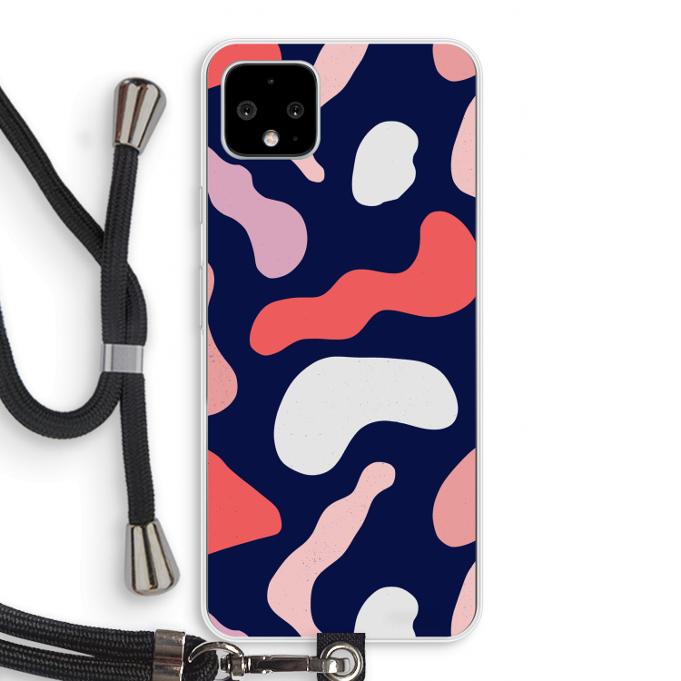 Memphis Shapes Pink: Pixel 4 XL Transparant Hoesje met koord