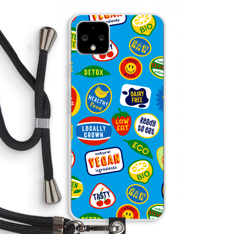 Fruitsticker: Pixel 4 XL Transparant Hoesje met koord