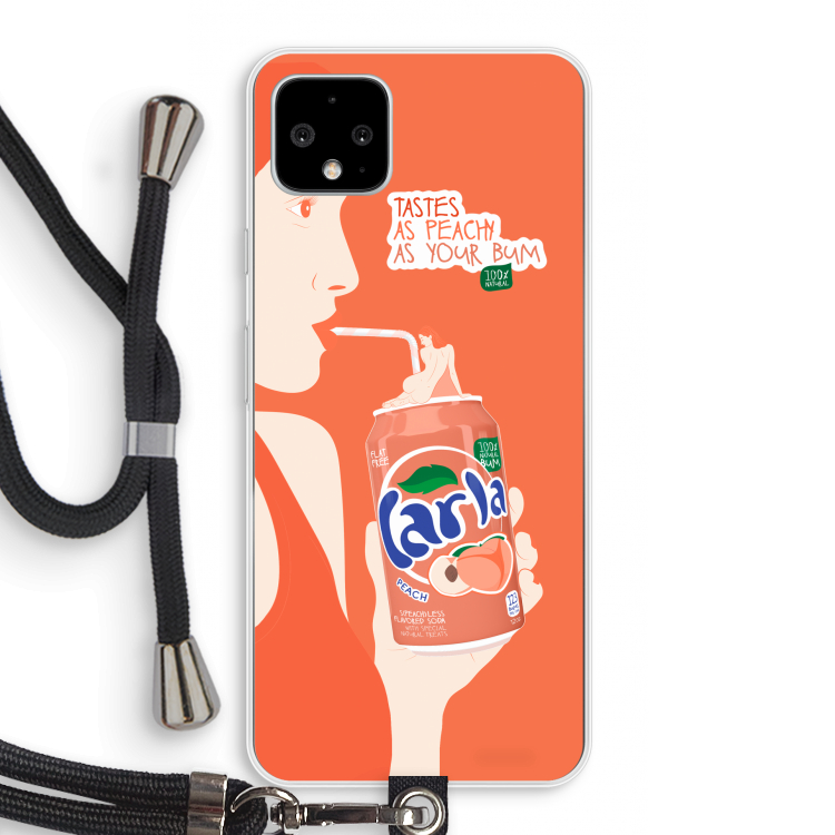 Peach please!: Pixel 4 XL Transparant Hoesje met koord