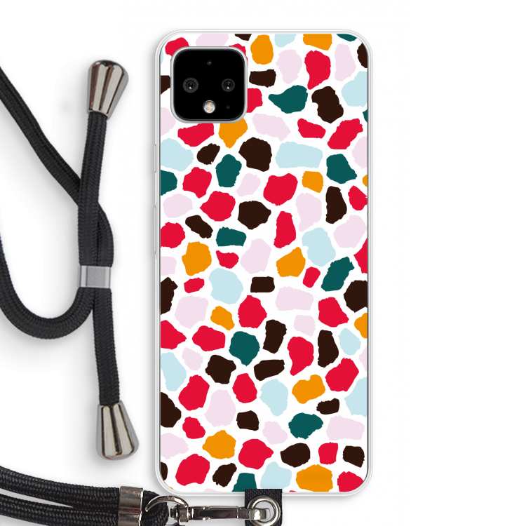 Colored Giraffe: Pixel 4 XL Transparant Hoesje met koord
