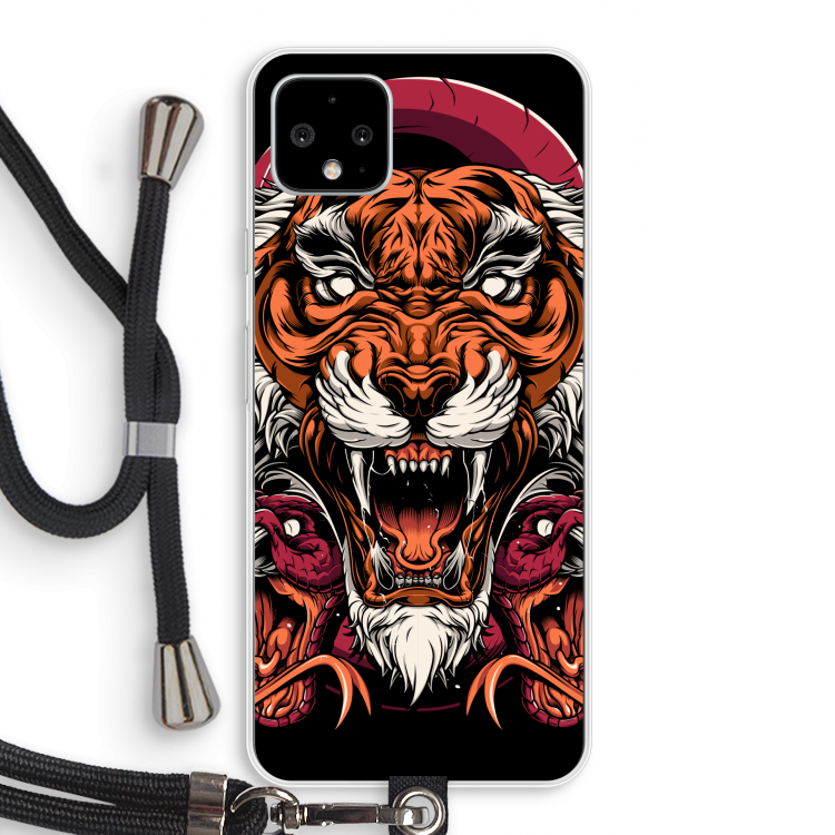 Tiger and Rattlesnakes: Pixel 4 XL Transparant Hoesje met koord