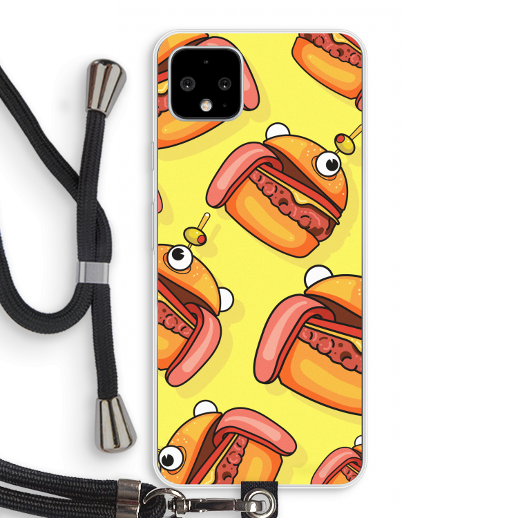 Hamburger: Pixel 4 XL Transparant Hoesje met koord