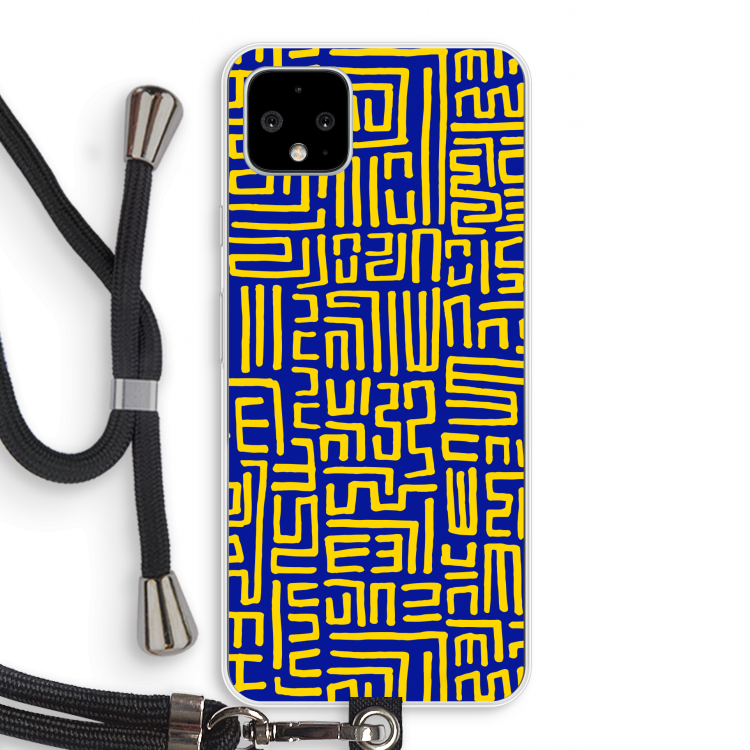 Majorelle Blue Print: Pixel 4 XL Transparant Hoesje met koord