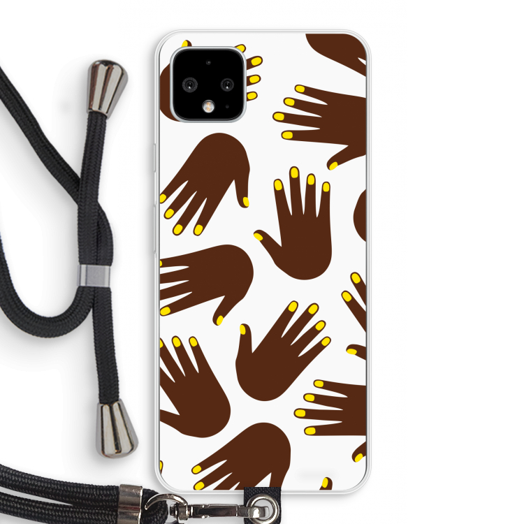 Hands dark: Pixel 4 XL Transparant Hoesje met koord