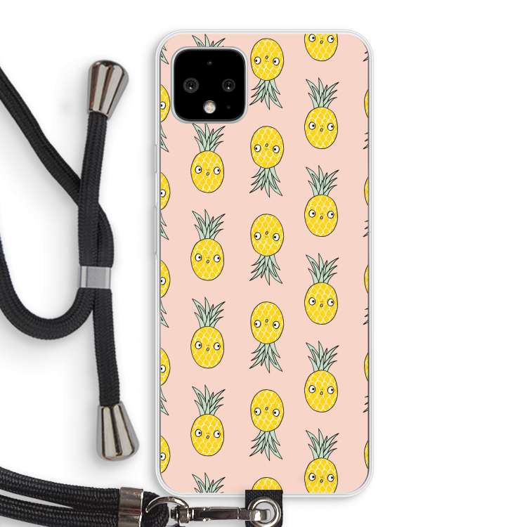 Ananas: Pixel 4 XL Transparant Hoesje met koord