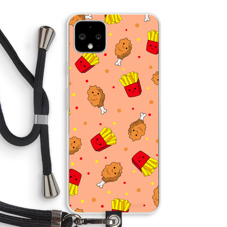 Chicken 'n Fries: Pixel 4 XL Transparant Hoesje met koord