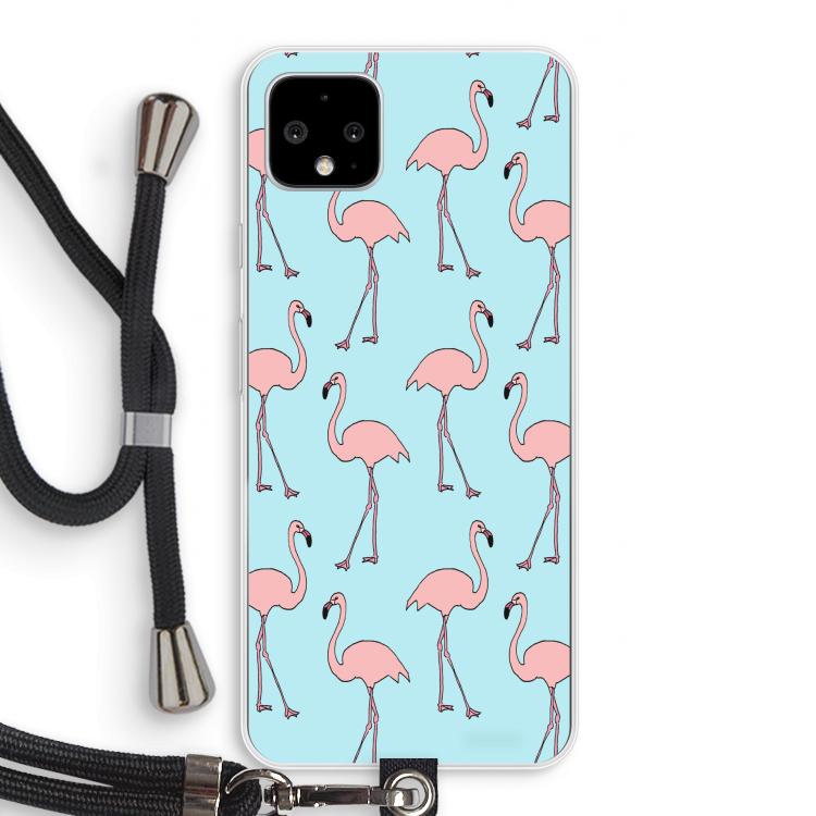 Anything Flamingoes: Pixel 4 XL Transparant Hoesje met koord