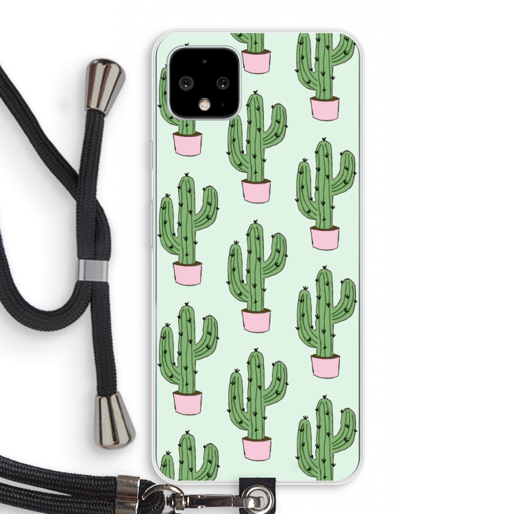 Cactus Lover: Pixel 4 XL Transparant Hoesje met koord