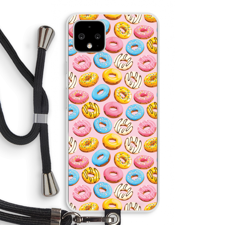 Pink donuts: Pixel 4 XL Transparant Hoesje met koord