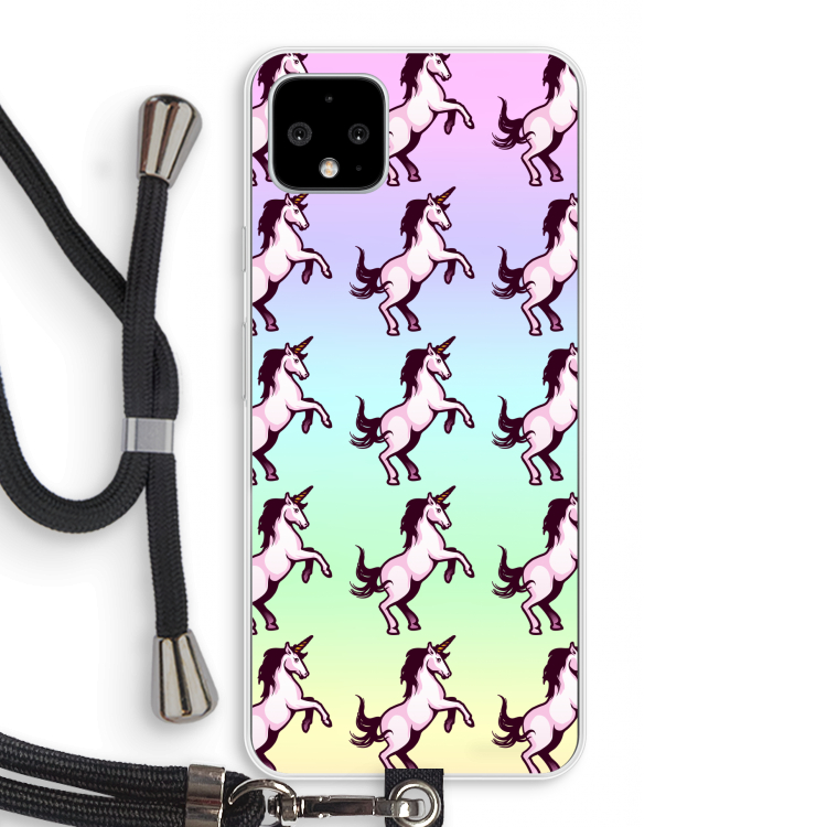 Musketon Unicorn: Pixel 4 XL Transparant Hoesje met koord