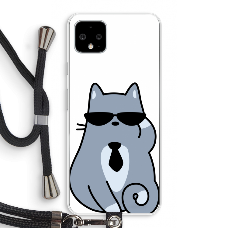 Cool cat: Pixel 4 XL Transparant Hoesje met koord