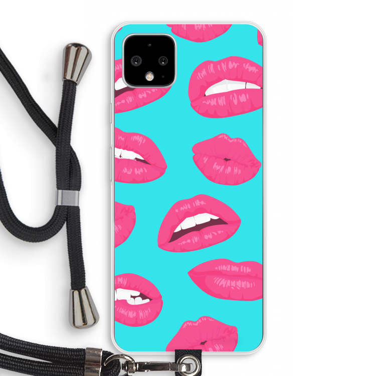 Bite my lip: Pixel 4 XL Transparant Hoesje met koord