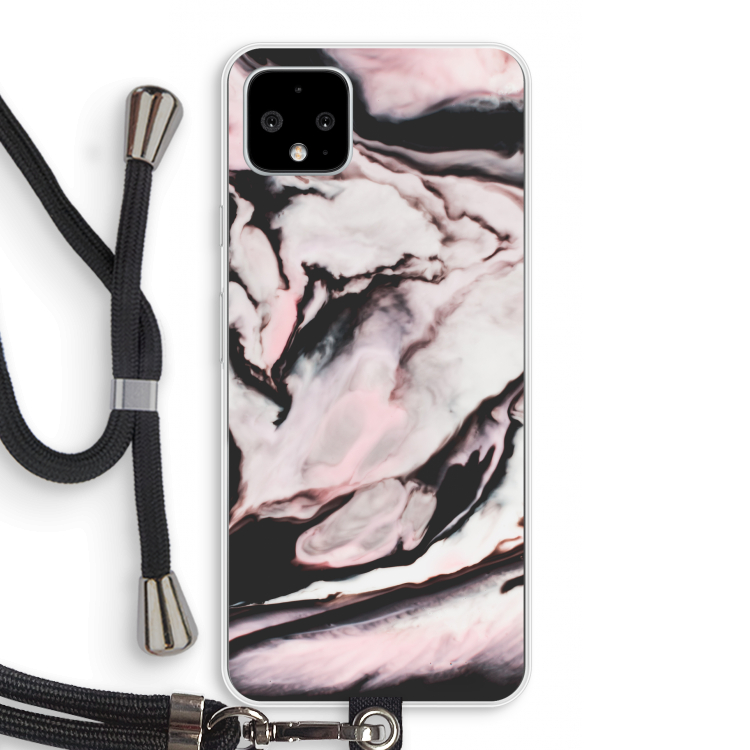 Roze stroom: Pixel 4 XL Transparant Hoesje met koord