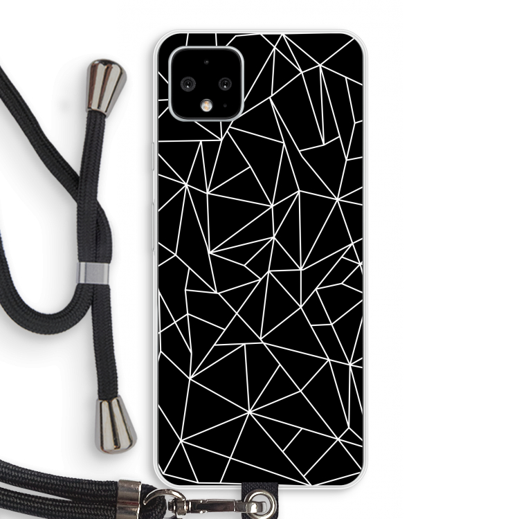 Geometrische lijnen wit: Pixel 4 XL Transparant Hoesje met koord