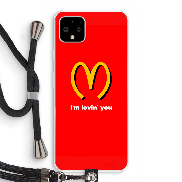 I'm lovin' you: Pixel 4 XL Transparant Hoesje met koord