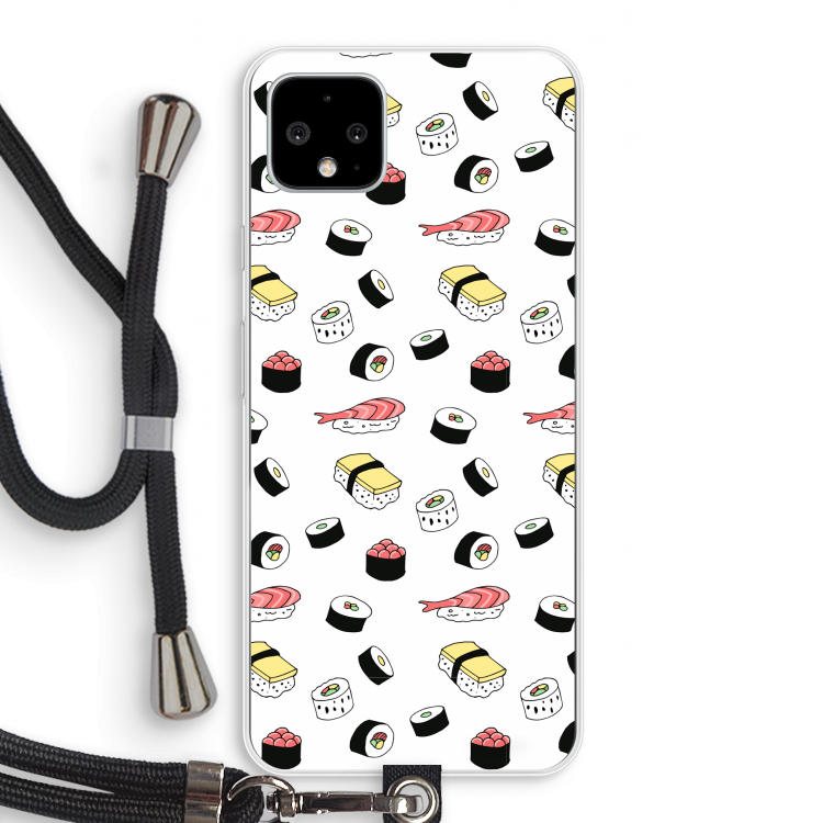 Sushi time: Pixel 4 XL Transparant Hoesje met koord