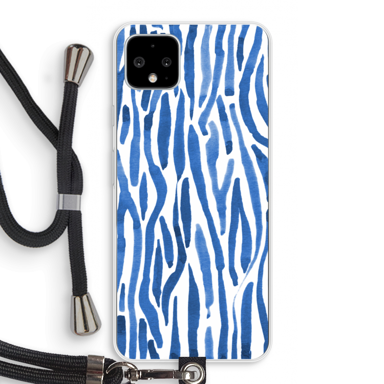 Blauwe nerven: Pixel 4 XL Transparant Hoesje met koord