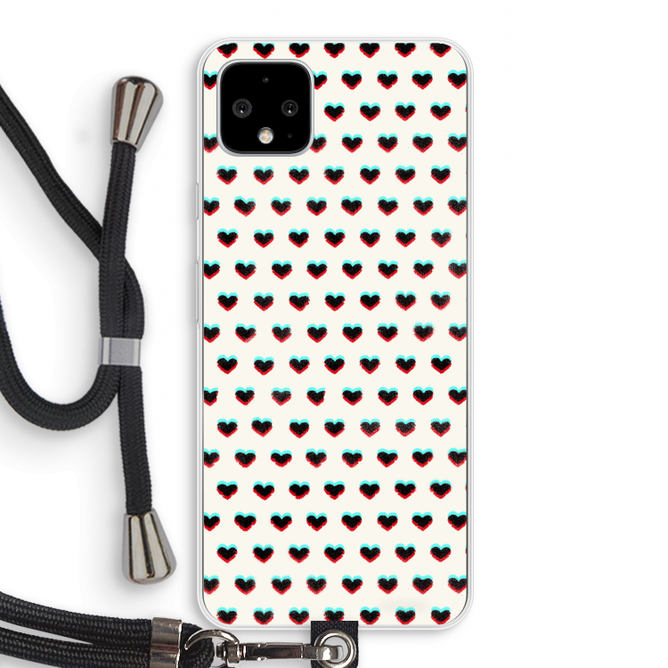 Hartjes: Pixel 4 XL Transparant Hoesje met koord