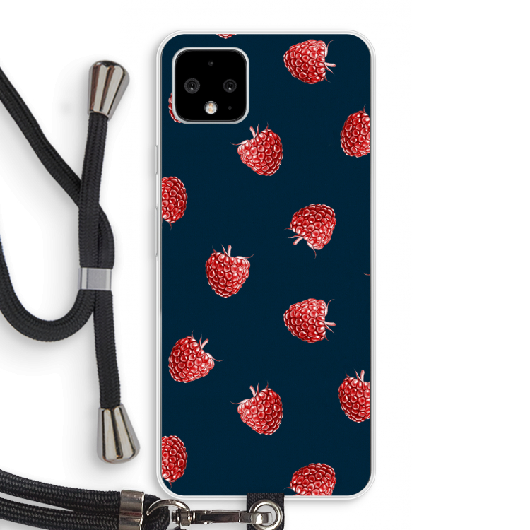 Framboosjes: Pixel 4 XL Transparant Hoesje met koord