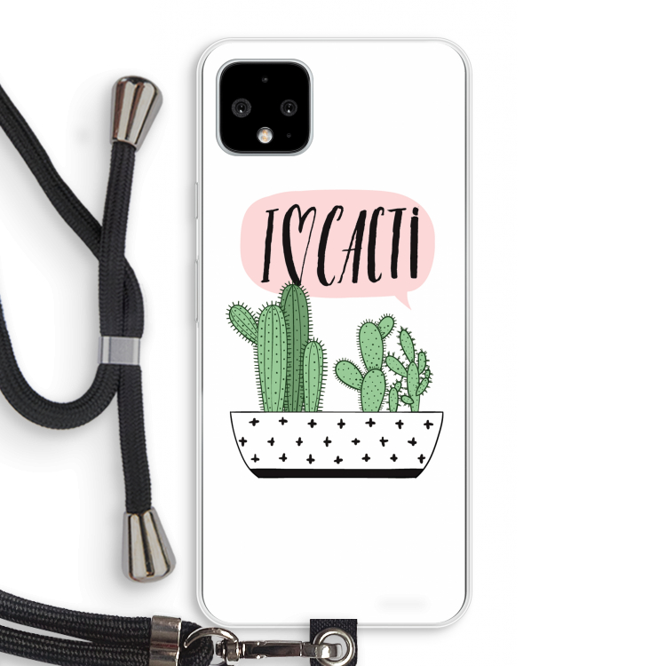 I love cacti: Pixel 4 XL Transparant Hoesje met koord