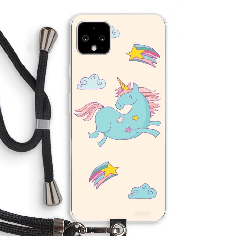 Vliegende eenhoorn: Pixel 4 XL Transparant Hoesje met koord