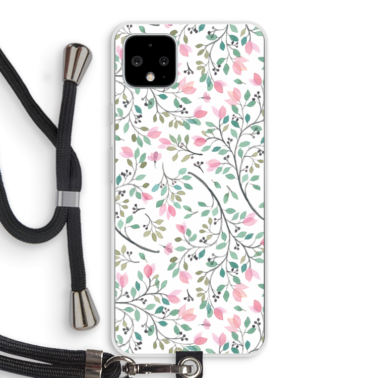 Sierlijke bloemen: Pixel 4 XL Transparant Hoesje met koord