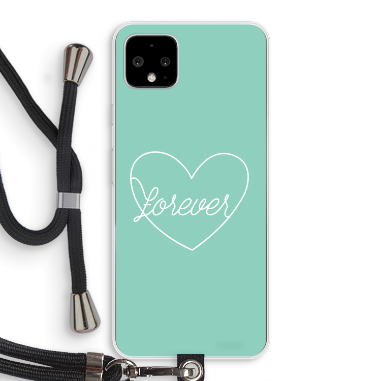 Forever heart pastel: Pixel 4 XL Transparant Hoesje met koord