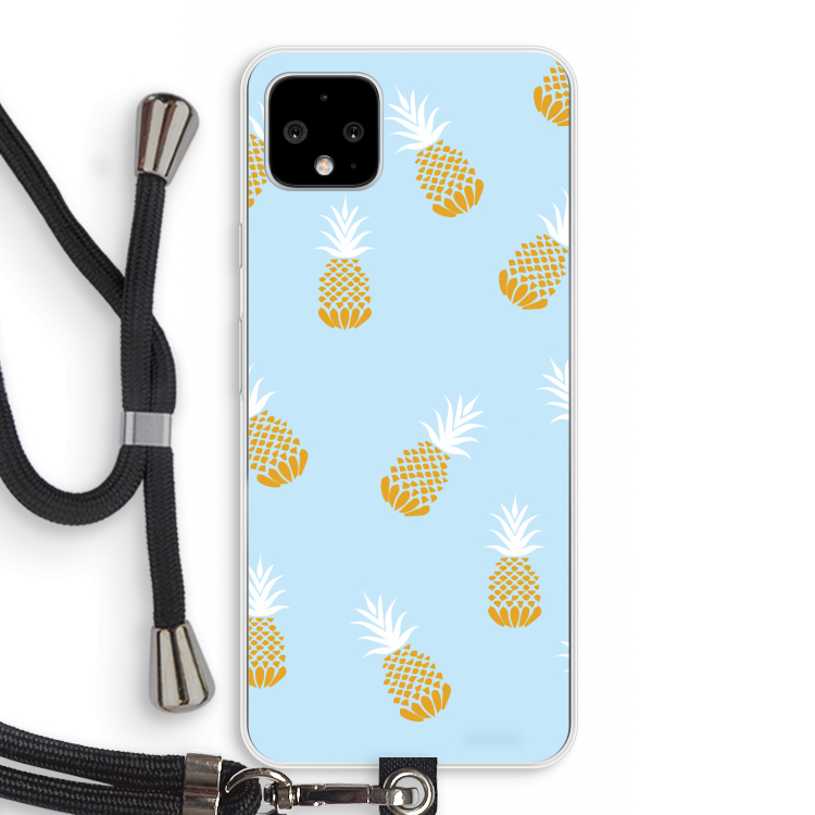 Ananasjes: Pixel 4 XL Transparant Hoesje met koord