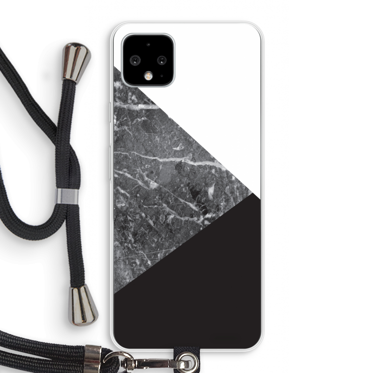 Combinatie marmer: Pixel 4 XL Transparant Hoesje met koord