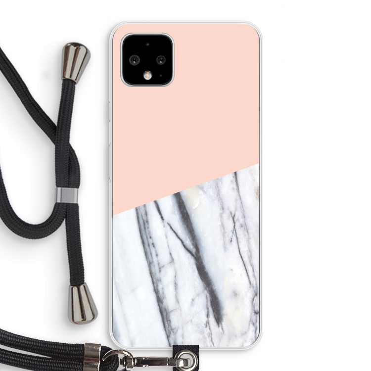 A touch of peach: Pixel 4 XL Transparant Hoesje met koord