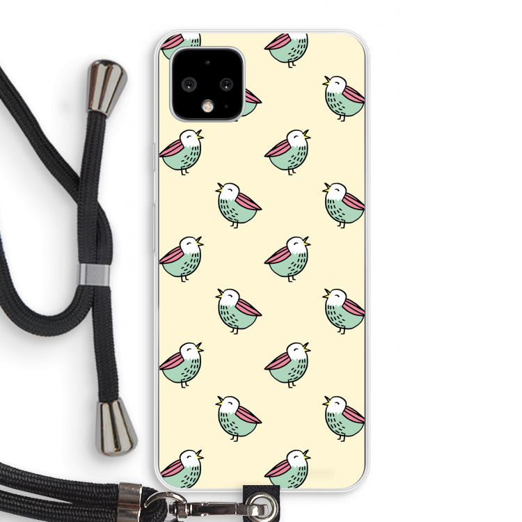 Vogeltjes: Pixel 4 XL Transparant Hoesje met koord