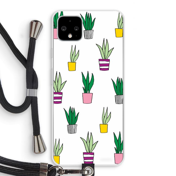 Sanseveria: Pixel 4 XL Transparant Hoesje met koord