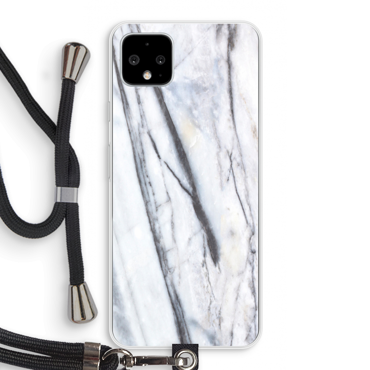 Gestreepte marmer: Pixel 4 XL Transparant Hoesje met koord
