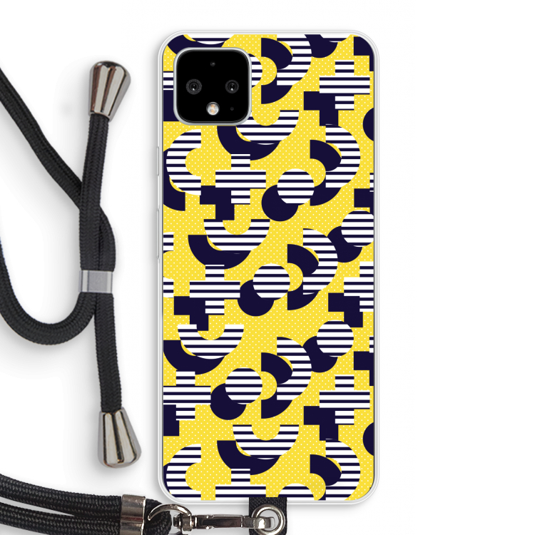 8-bit N°3: Pixel 4 XL Transparant Hoesje met koord